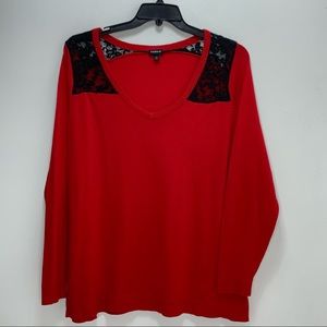Torrid Sexy Red Black Lace Sweater